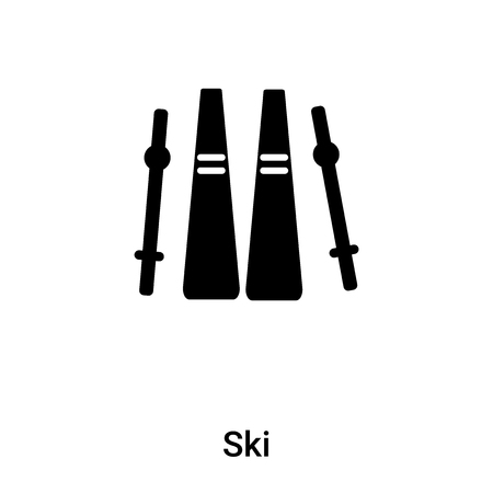 Ski icon vector isolated on white background,  concept of Ski sign on transparent background, filled black symbolのイラスト素材