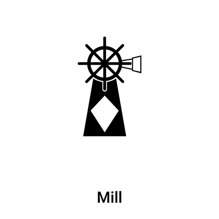 Mill icon vector isolated on white background,  concept of Mill sign on transparent background, filled black symbolのイラスト素材