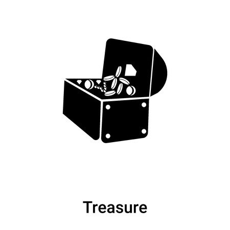 Treasure icon vector isolated on white background, concept of Treasure sign on transparent background, filled black symbolのイラスト素材