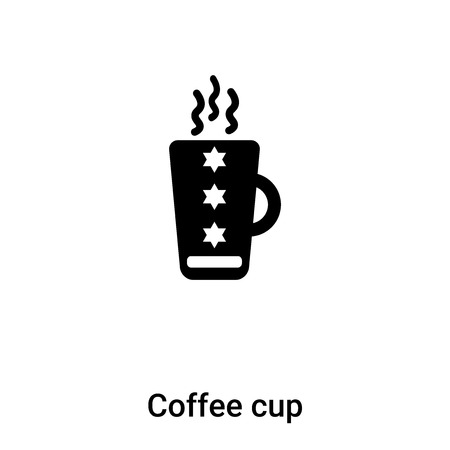 Coffee cup icon vector isolated on white background,  concept of Coffee cup sign on transparent background, filled black symbolのイラスト素材