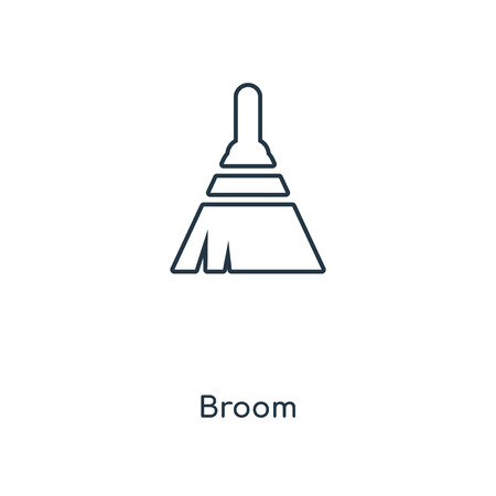 Broom concept line icon. Linear Broom concept outline symbol design. This simple element illustration can be used for web and mobile UI/UX.のイラスト素材