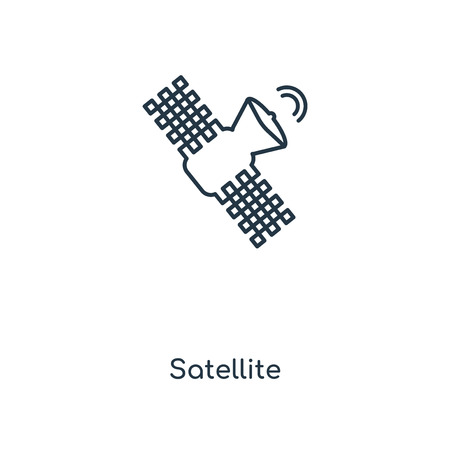 Satellite concept line icon. Linear Satellite concept outline symbol design. This simple element illustration can be used for web and mobile UI/UX.のイラスト素材