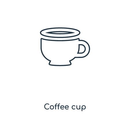 Coffee cup concept line icon. Linear Coffee cup concept outline symbol design. This simple element illustration can be used for web and mobile UI/UX.のイラスト素材