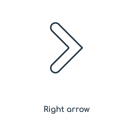 Right arrow concept line icon. Linear Right arrow concept outline symbol design. This simple element illustration can be used for web and mobile UI/UX.のイラスト素材
