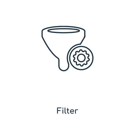 Filter concept line icon. Linear Filter concept outline symbol design. This simple element illustration can be used for web and mobile UI/UX.のイラスト素材