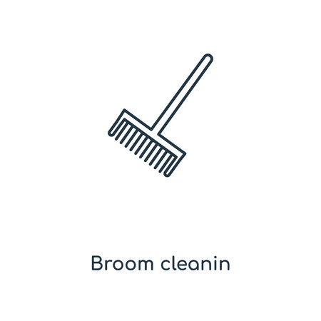 Broom cleanin concept line icon. Linear Broom cleanin concept outline symbol design. This simple element illustration can be used for web and mobile UI/UX.のイラスト素材