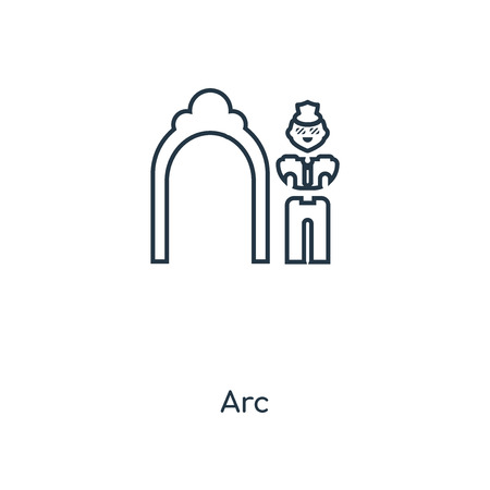 Arc concept line icon. Linear Arc concept outline symbol design. This simple element illustration can be used for web and mobile UI/UX.のイラスト素材
