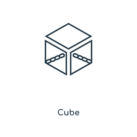 Cube concept line icon. Linear Cube concept outline symbol design. This simple element illustration can be used for web and mobile UI/UX.のイラスト素材