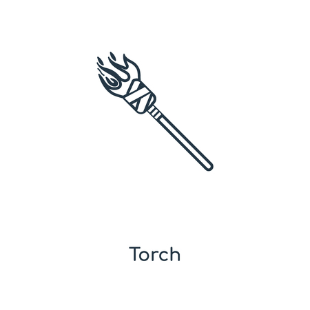 Torch concept line icon. Linear Torch concept outline symbol design. This simple element illustration can be used for web and mobile UI/UX.のイラスト素材