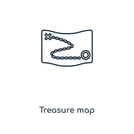 Treasure map concept line icon. Linear Treasure map concept outline symbol design. This simple element illustration can be used for web and mobile UI/UX.のイラスト素材