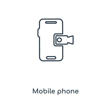 Mobile phone concept line icon. Linear Mobile phone concept outline symbol design. This simple element illustration can be used for web and mobile UI/UX.のイラスト素材