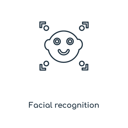 Facial recognition concept line icon. Linear Facial recognition concept outline symbol design. This simple element illustration can be used for web and mobile UI/UX.のイラスト素材