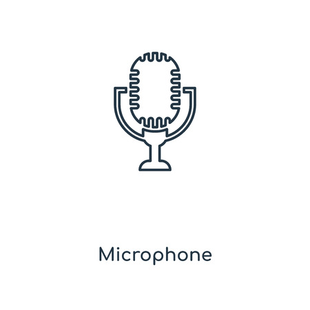Microphone concept line icon. Linear Microphone concept outline symbol design. This simple element illustration can be used for web and mobile UI/UX.のイラスト素材