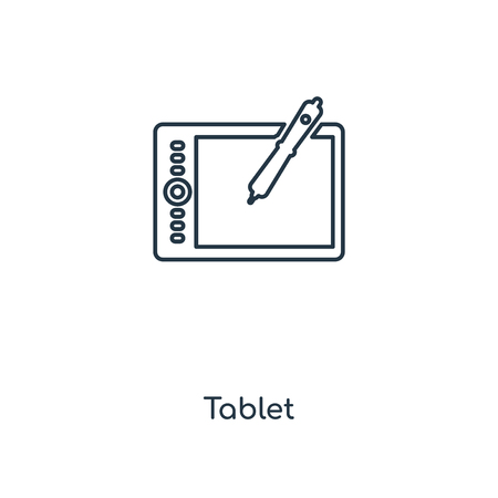 Tablet concept line icon. Linear Tablet concept outline symbol design. This simple element illustration can be used for web and mobile UI/UX.のイラスト素材