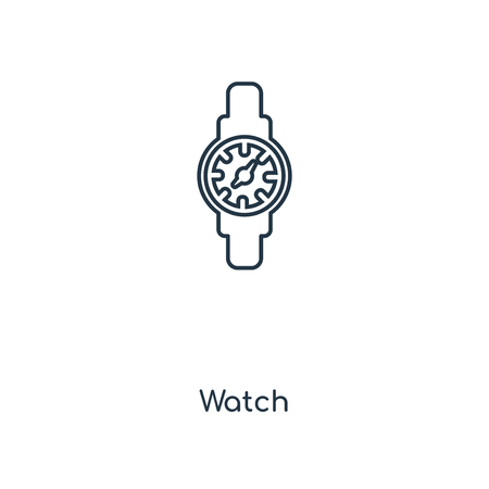 Watch concept line icon. Linear Watch concept outline symbol design. This simple element illustration can be used for web and mobile UI/UX.のイラスト素材