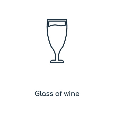 Glass of wine concept line icon. Linear Glass of wine concept outline symbol design. This simple element illustration can be used for web and mobile UI/UX.のイラスト素材