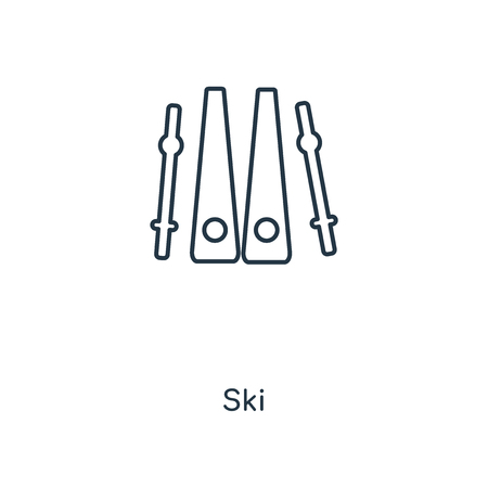 Ski concept line icon. Linear Ski concept outline symbol design. This simple element illustration can be used for web and mobile UI/UX.のイラスト素材