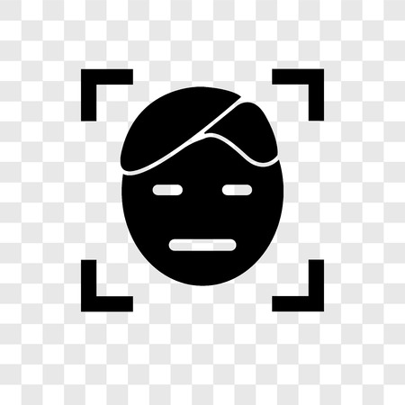 Facial recognition vector icon isolated on transparent background, Facial recognition transparency logo conceptのイラスト素材
