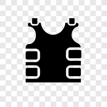 Bulletproof vest vector icon isolated on transparent background, Bulletproof vest transparency logo conceptのイラスト素材