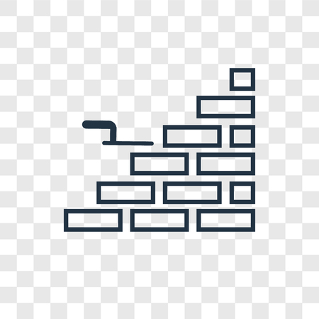 Brick wall concept vector linear icon isolated on transparent background, Brick wall concept transparency concept in outline styleのイラスト素材