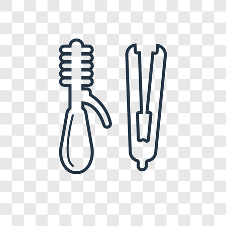 Hair straightener concept vector linear icon isolated on transparent background, Hair straightener concept transparency concept in outline styleのイラスト素材