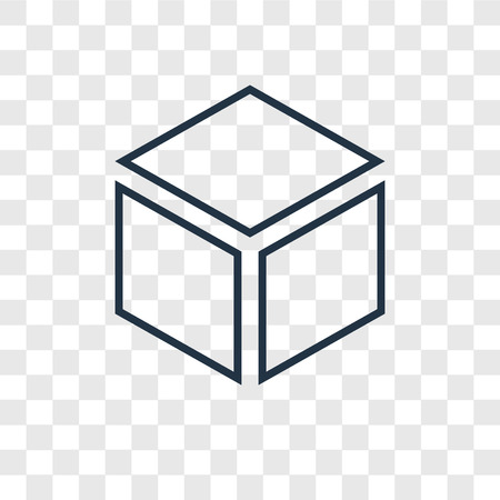 Cube concept vector linear icon isolated on transparent background, Cube concept transparency concept in outline styleのイラスト素材