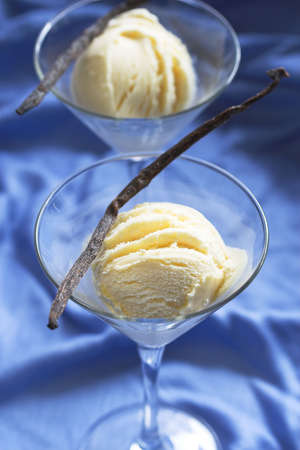 vanilla ice cream with vanilla beansの写真素材
