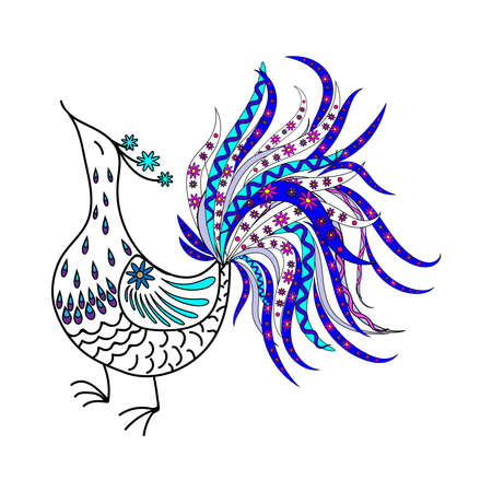 Illustration of a white and blue birdのイラスト素材