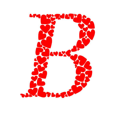 letter B heart isolated on plain background.のイラスト素材