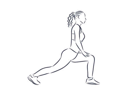 Runner stretching, outline illustrationのイラスト素材