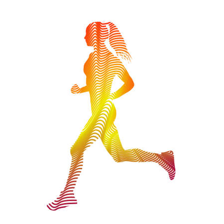 Running girl, abstract vector illustrationのイラスト素材