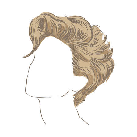 A sketch of a female hairstyle. A freehand vector illustration.のイラスト素材