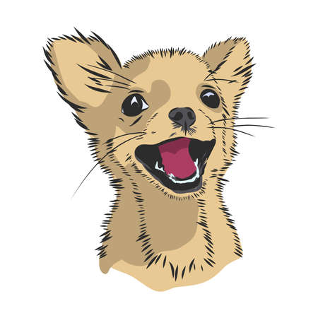 cheerful smiling puppy, cartoon portrait, vector illustrationのイラスト素材