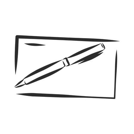 envelope and pen, message sign, vector sketch illustrationのイラスト素材