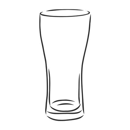 empty tall glass for juice and beer, vector sketch illustrationのイラスト素材