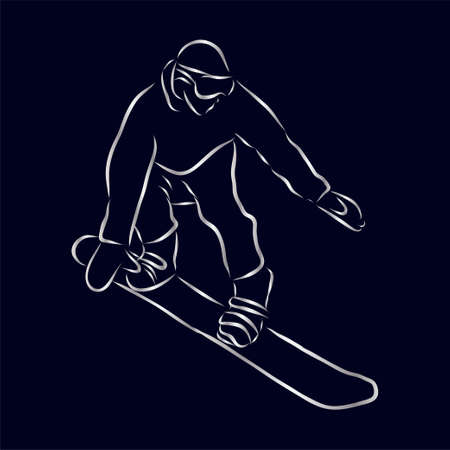 Sketch of Snowboarding, sport and active lifestyle. Snowboarder hand drawn isolated on white background. Vectorのイラスト素材