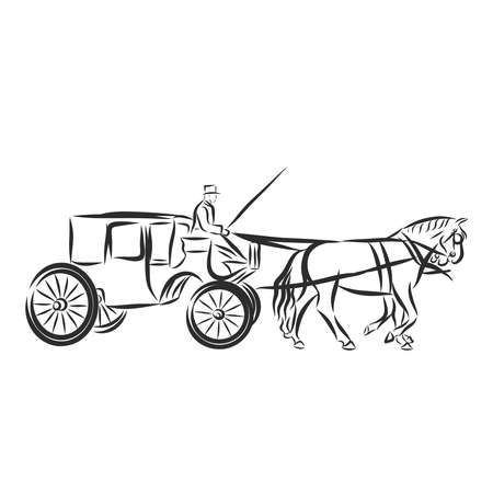 Hand Drawn Carriage Sketch Symbol isolated on white background.のイラスト素材