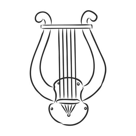 Sketch of a musical instrument. Sketch of lyre.のイラスト素材