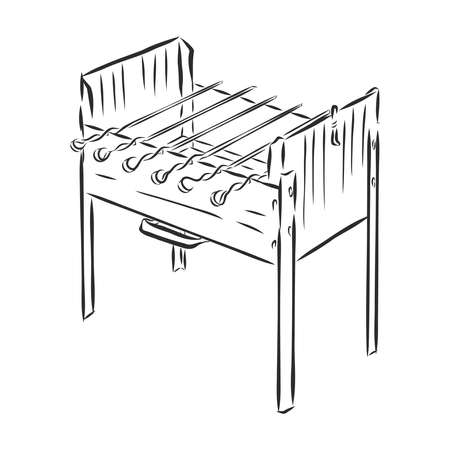 empty barbecue grill, vector sketch illustrationのイラスト素材