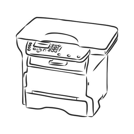 Copy Machine.Vector sketch style printer hand drawingのイラスト素材