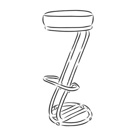 Barstool hand drawn outline doodle icon. High chair vector sketch illustration for print, isolated on white background.のイラスト素材
