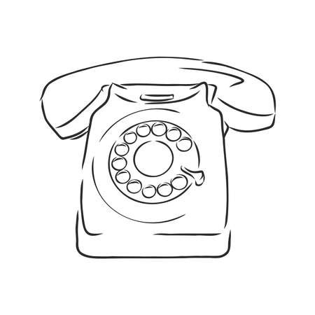 Line drawing of a vintage phone. Vector illustration. Isolated object.のイラスト素材