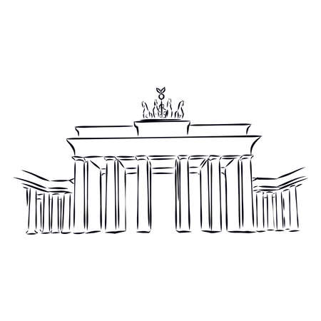 The Brandenburg gate in Berlin. Hand drawn sketch illustration isolated on white backgroundのイラスト素材