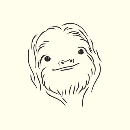 Sloth outline illustration. sloth, vector sketch illustrationのイラスト素材