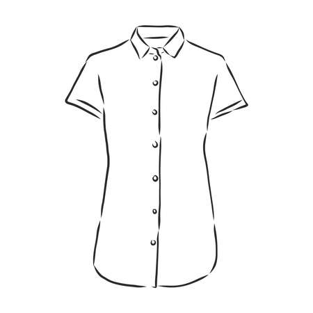 woman's shirt sketch, women's blouse, shirt, vector sketch illustrationのイラスト素材
