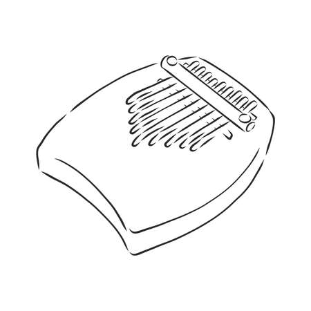 Thump piano or kalimba Mbira or thumb piano isolated on white vector cartoon icon illustration. African musical instrument.のイラスト素材