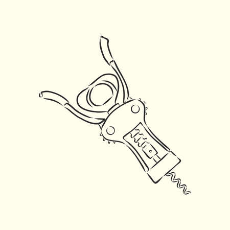 Image of classic corkscrew. Doodle styleのイラスト素材
