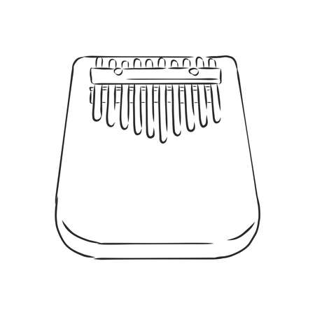 Thump piano or kalimba Mbira or thumb piano isolated on white vector cartoon icon illustration. African musical instrument.のイラスト素材