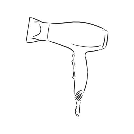 Fashion salon service accessory, design pink plastic fen isolated on white background. Vector freehand ink drawn backdrop sketchy in art scrawl style pen on paper. View close-up with space for textのイラスト素材