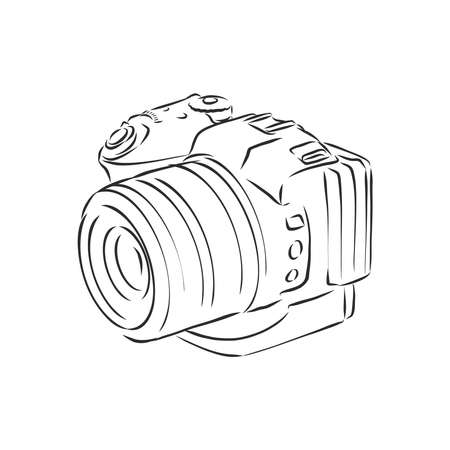 DSLR Camera Illustration with Brushworkのイラスト素材